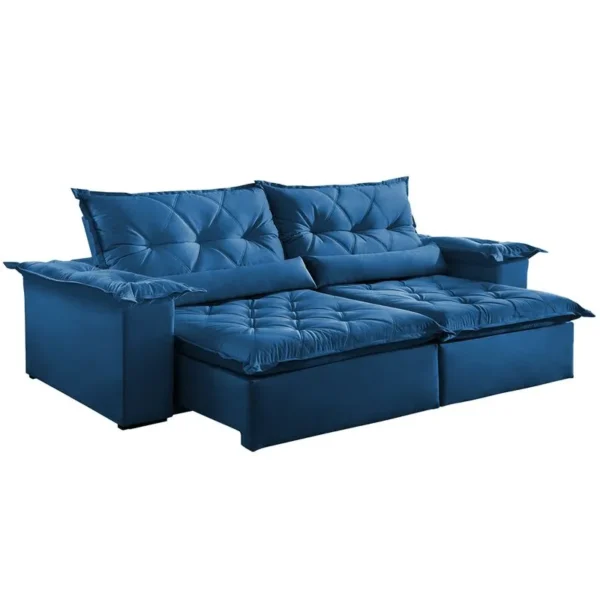 Sofá Ouro Preto - Retrátil e Reclinável - Jolie Azul - 250cm - Image 2