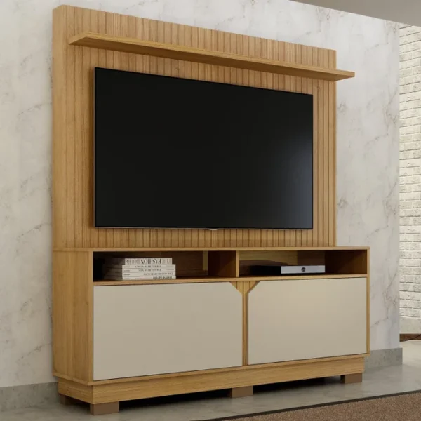 Home Theater 2 Portas Painel em Mdf Fresado Berlim - Imagem 3