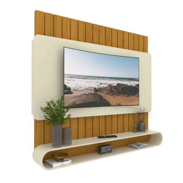 Painel Home Prime para Tv até 75 Polegadas Ripado Mdf Naturale Off White - Image 2