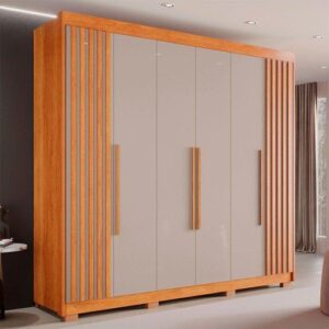 Guarda-roupa Casal com Pé 6 Portas 6 Gavetas Granada Sallêto Cinamomo com Off White