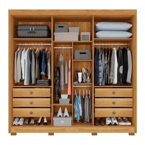 Guarda-roupa Casal com Pé 6 Portas 6 Gavetas Granada Sallêto Cinamomo com Off White - Imagem 4