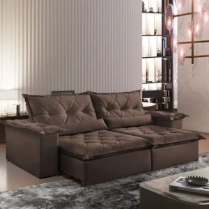 Sofá Ouro Preto - Retrátil e Reclinável - Jolie Cinza - 250cm