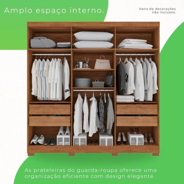 Roupeiro Coliseu 6 Portas 4 Gavetas larg. 2.20m Cinamomo/Off White - Imagem 5