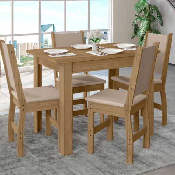 Mesa de Jantar Bellagio 4 Lugares com Cadeira Clara Freijo UV
