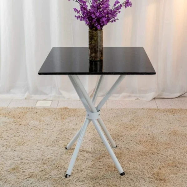 Mesa Rio Base Ipanema Branco Tampo Preto 68X68 MDF 4 Cadeiras Rio Assento Preto - Teixeira - Imagem 3