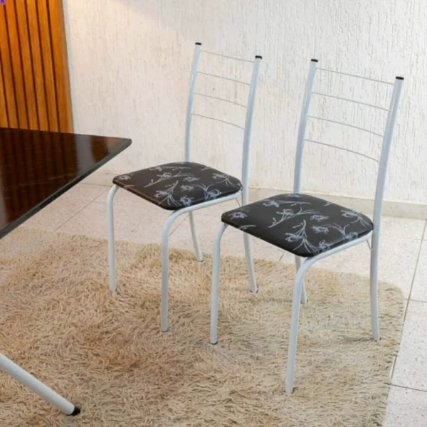 Mesa Rio Base Ipanema Branco Tampo Preto 68X68 MDF 4 Cadeiras Rio Assento Preto - Teixeira - Imagem 4