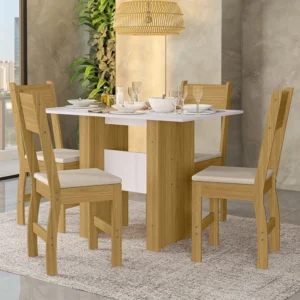 Mesa de Jantar Milano 4 Lugares com Cadeira Clara