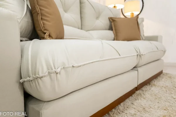 Sofá Retrátil Reclinável Gran Bello 2.00m Veludo Bege - D33 e Molas Ensacadas - Imagem 4